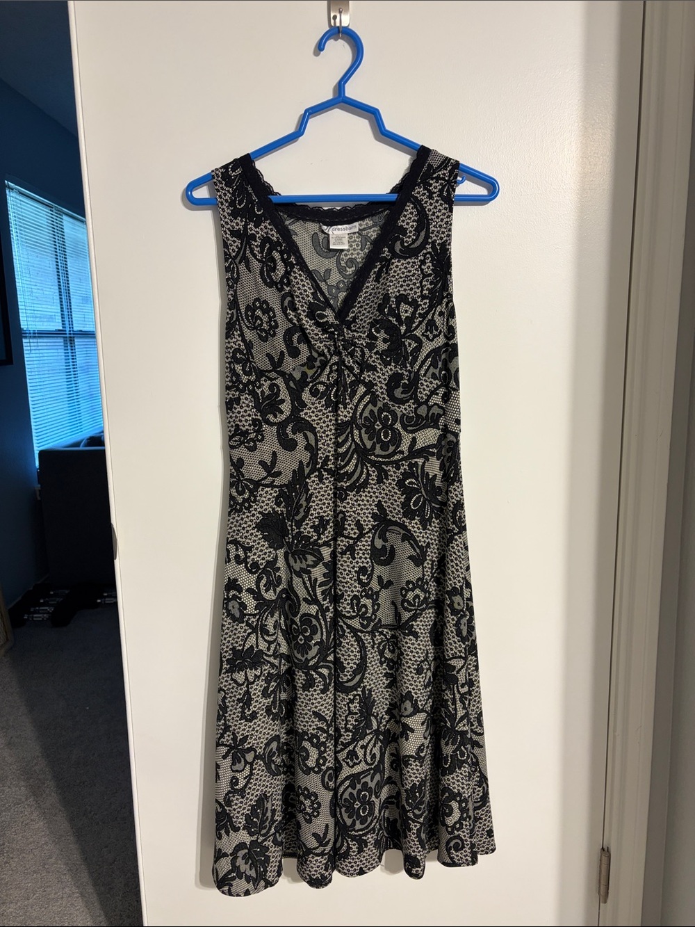 Dress Barn Black Floral Lace-Pattern Sleeveless Dress